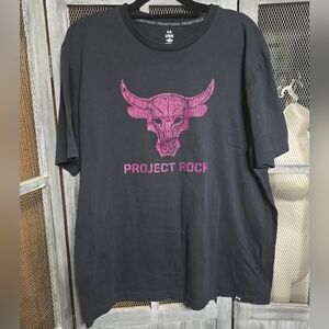 Under Armour Project Rock Black Tee with Pink Graphic